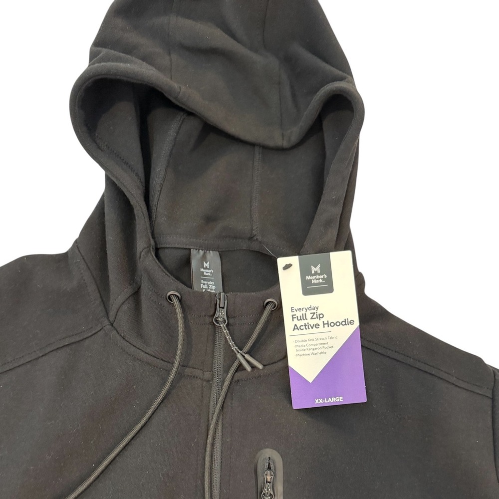 Member's Mark Mens Everyday Full Zip Active Hoodie Black Soot C33505 XXL NWT